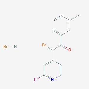 molecular formula C14H12Br2FNO B8557993 2-Bromo-2-(2-fluoro-4-pyridyl)-1-(3-methylphenyl)ethanone hydrocbromide 