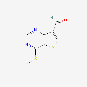 molecular formula C8H6N2OS2 B8558403 4-(Methylthio)thieno[3,2-d]pyrimidine-7-carbaldehyde 