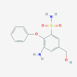 molecular formula C13H14N2O4S B8558648 3-Amino-5-(hydroxymethyl)-2-phenoxybenzene-1-sulfonamide CAS No. 62273-23-8