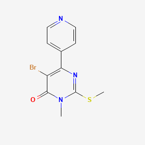 molecular formula C11H10BrN3OS B8558776 5-Bromo-3-methyl-2-methylsulfanyl-6-pyridin-4-ylpyrimidin-4-one 