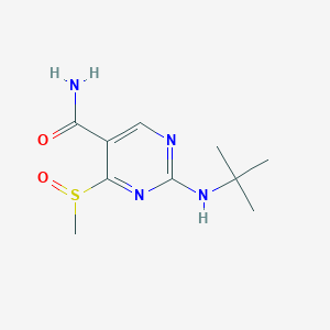 molecular formula C10H16N4O2S B8558999 2-(Tert-butylamino)-4-(methylsulfinyl)pyrimidine-5-carboxamide 
