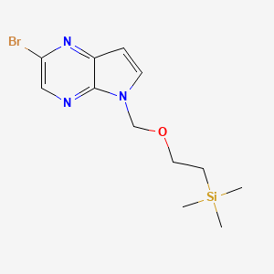 molecular formula C12H18BrN3OSi B8559037 2-bromo-5-((2-(trimethylsilyl)ethoxy)methyl)-5H-pyrrolo[2,3-b]pyrazine 