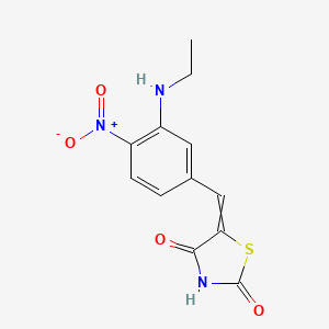 molecular formula C12H11N3O4S B8559187 5-{[3-(Ethylamino)-4-nitrophenyl]methylidene}-1,3-thiazolidine-2,4-dione CAS No. 648449-31-4