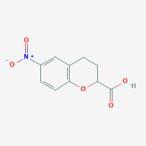 molecular formula C10H9NO5 B8559314 6-Nitrochroman-2-carboxylic acid 