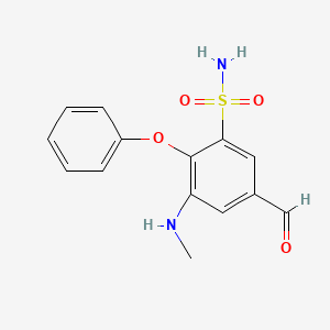 molecular formula C14H14N2O4S B8559391 5-Formyl-3-(methylamino)-2-phenoxybenzene-1-sulfonamide CAS No. 62274-07-1