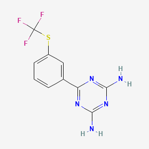 molecular formula C10H8F3N5S B8559642 6-{3-[(Trifluoromethyl)sulfanyl]phenyl}-1,3,5-triazine-2,4-diamine CAS No. 65052-47-3