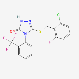 molecular formula C16H10ClF4N3OS B8559768 5-((2-chloro-6-fluorobenzyl)thio)-4-(2-(trifluoromethyl)phenyl)-4H-1,2,4-triazol-3-ol 