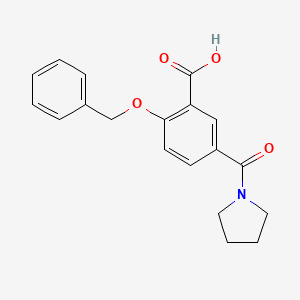 molecular formula C19H19NO4 B8559859 2-[(Phenylmethyl)oxy]-5-(1-pyrrolidinylcarbonyl)benzoic acid 