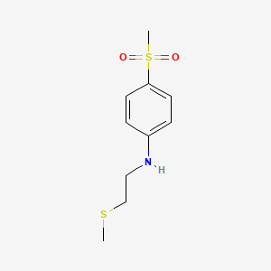 molecular formula C10H15NO2S2 B8559946 4-[2-(Methylthio)ethylamino]phenyl methyl sulfone 