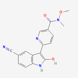 molecular formula C17H14N4O3 B8560095 6-(5-Cyano-2-hydroxy-1H-indol-3-yl)-N-methoxy-N-methylnicotinamide 