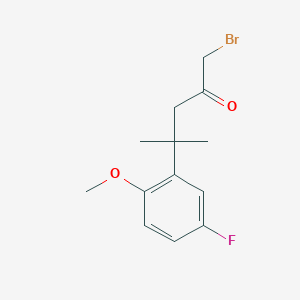 B8560227 1-Bromo-4-(5-fluoro-2-methoxyphenyl)-4-methylpentan-2-one CAS No. 566920-39-6