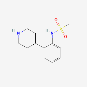 molecular formula C12H18N2O2S B8560625 Methanesulfonamide, N-[2-(4-piperidinyl)phenyl]- 