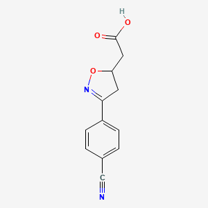 molecular formula C12H10N2O3 B8560863 3-(4-Cyanophenyl)isoxazolin-5-ylacetic acid 