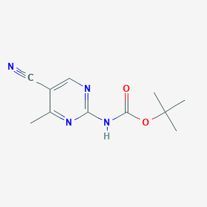 molecular formula C11H14N4O2 B8561187 Tert-butyl (5-cyano-4-methylpyrimidin-2-yl)carbamate 