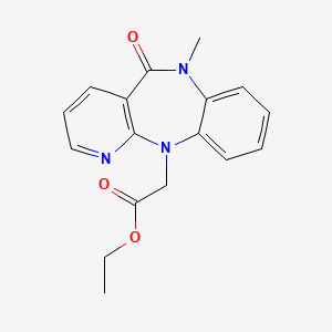 molecular formula C17H17N3O3 B8561298 N6-Methyl-N11-((2-oxoethyl)ethoxy)-6,11-dihydro-5H-pyrido(2,3-b)(1,5)benzodiazepin-5-one CAS No. 132686-99-8