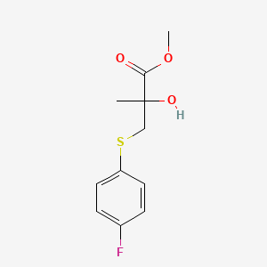 molecular formula C11H13FO3S B8561354 Methyl 2-hydroxy-2-methyl-3-(4-fluorophenylthio)-propionate 
