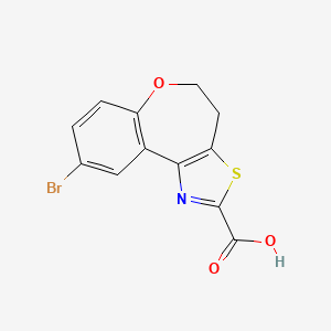 molecular formula C12H8BrNO3S B8561670 9-Bromo-4,5-dihydrobenzo[2,3]oxepino[4,5-D]thiazole-2-carboxylic acid 