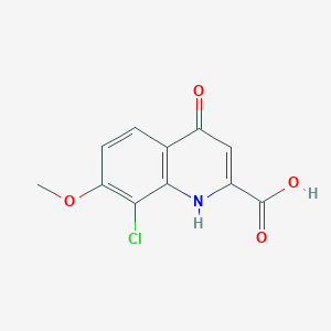 molecular formula C11H8ClNO4 B8561980 8-Chloro-4-hydroxy-7-methoxyquinoline-2-carboxylic acid 