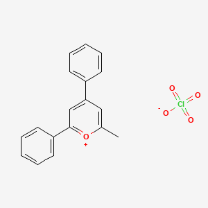 molecular formula C18H15ClO5 B8562031 2,4-Diphenyl-6-methylpyrylium perchlorate CAS No. 7654-52-6