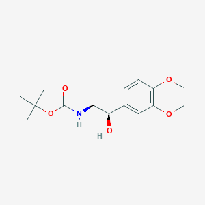 molecular formula C16H23NO5 B8562306 tert-Butyl ((1R,2S)-1-(2,3-dihydrobenzo[b][1,4]dioxin-6-yl)-1-hydroxypropan-2-yl)carbamate 