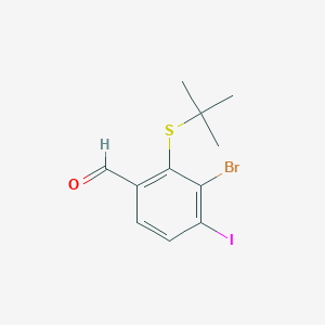 molecular formula C11H12BrIOS B8562314 3-Bromo-2-tert-butylsulfanyl-4-iodo-benzaldehyde 