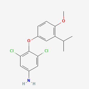 molecular formula C16H17Cl2NO2 B8562634 Benzenamine, 3,5-dichloro-4-[4-methoxy-3-(1-methylethyl)phenoxy]- CAS No. 355129-24-7