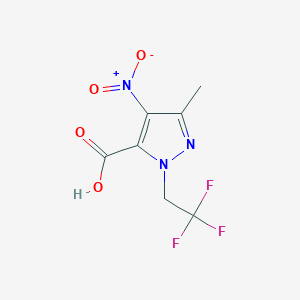 molecular formula C7H6F3N3O4 B8562832 3-Methyl-4-nitro-1-(2,2,2-trifluoroethyl)-1H-pyrazole-5-carboxylic acid CAS No. 89239-84-9