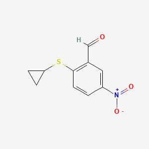 molecular formula C10H9NO3S B8563103 2-(Cyclopropylthio)-5-nitrobenzaldehyde 