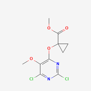molecular formula C10H10Cl2N2O4 B8563170 1-(2,6-Dichloro-5-methoxy-pyrimidin-4-yloxy)-cyclopropanecarboxylic acid methyl ester 