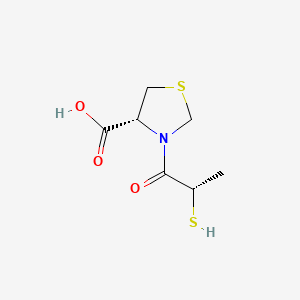 molecular formula C7H11NO3S2 B8563189 4-Thiazolidinecarboxylic acid, 3-(2-mercapto-1-oxopropyl)-, (S-(R*,S*))- CAS No. 67714-44-7