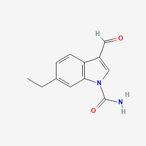 molecular formula C12H12N2O2 B8563218 6-Ethyl-3-formyl-indole-1-carboxylic acid amide 