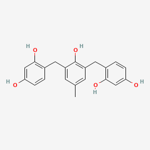 molecular formula C21H20O5 B8563602 4,4'-((2-Hydroxy-5-methyl-1,3-phenylene)bis(methylene))bis(benzene-1,3-diol) 