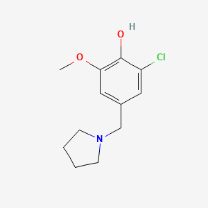 molecular formula C12H16ClNO2 B8563625 2-Methoxy-6-chloro-4-(pyrrolidin-1-ylmethyl)phenol 