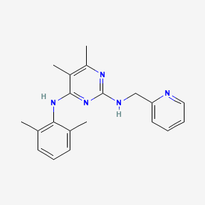 molecular formula C20H23N5 B8563773 N4-(2,6-dimethylphenyl)-5,6-dimethyl-N2-(pyridin-2-ylmethyl)pyrimidine-2,4-diamine 