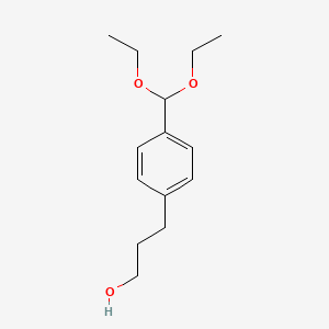 molecular formula C14H22O3 B8563914 4-(3-Hydroxypropyl)benzaldehyde diethyl acetal 