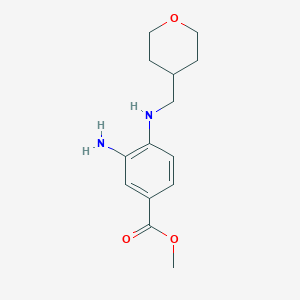 molecular formula C14H20N2O3 B8563927 Methyl 3-amino-4-[(tetrahydro-2H-pyran-4-ylmethyl)amino]benzoate 