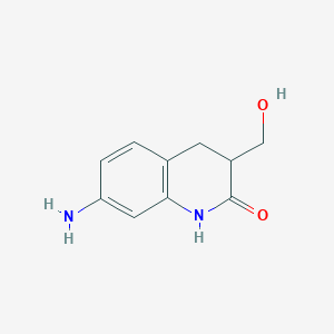 molecular formula C10H12N2O2 B8563975 7-amino-3-hydroxymethyl-3,4-dihydro-1H-quinolin-2-one 