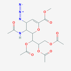 molecular formula C18H24N4O10 B8564118 methyl 5-acetamido-4-azido-6-(1,2,3-triacetoxypropyl)-5,6-dihydro-4H-pyran-2-carboxylate 