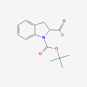 molecular formula C14H17NO3 B8564204 tert-Butyl 2-formylindoline-1-carboxylate 