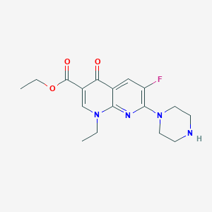 B8564273 Ethyl 1-ethyl-6-fluoro-4-oxo-7-(piperazin-1-yl)-1,4-dihydro-1,8-naphthyridine-3-carboxylate CAS No. 74011-30-6