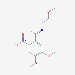 molecular formula C12H16N2O5 B8564360 (E)-1-(4,5-Dimethoxy-2-nitrophenyl)-N-(2-methoxyethyl)methanimine CAS No. 58522-71-7