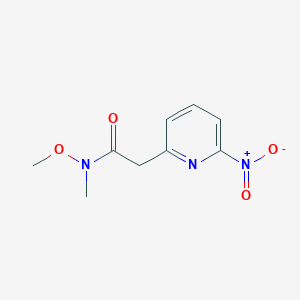 molecular formula C9H11N3O4 B8564380 N-methoxy-N-methyl-2-(6-nitropyridin-2-yl)acetamide 