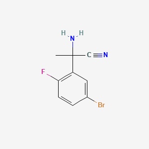 molecular formula C9H8BrFN2 B8564749 2-Amino-2-(5-bromo-2-fluorophenyl)propanenitrile 