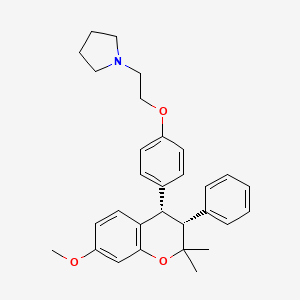 molecular formula C30H35NO3 B8564784 1-(2-(4-(cis-7-Methoxy-2,2-dimethyl-3-phenylchroman-4-yl)phenoxy)ethyl)pyrrolidine 