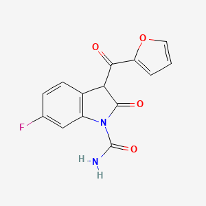 molecular formula C14H9FN2O4 B8564817 3-(2-Furoyl)-6-fluoro-2-oxindole-1-carboxamide 