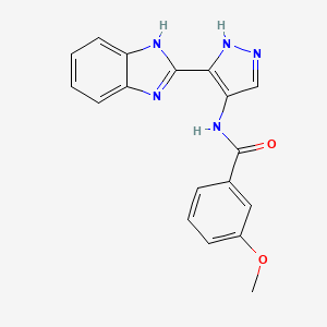 molecular formula C18H15N5O2 B8564917 N-[3-(2H-Benzimidazol-2-ylidene)-2,3-dihydro-1H-pyrazol-4-yl]-3-methoxybenzamide CAS No. 825616-22-6