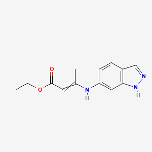 molecular formula C13H15N3O2 B8565052 Ethyl 3-(indazol-6-ylamino)but-2-enoate 
