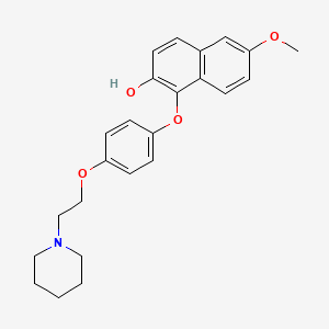 molecular formula C24H27NO4 B8565054 6-Methoxy-1-{4-[2-(piperidin-1-yl)ethoxy]phenoxy}naphthalen-2-ol CAS No. 648904-49-8