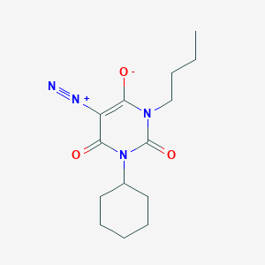 molecular formula C14H20N4O3 B8565125 3-Butyl-1-cyclohexyl-5-diazonio-2,6-dioxo-1,2,3,6-tetrahydropyrimidin-4-olate CAS No. 116418-83-8