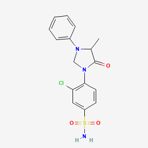 molecular formula C16H16ClN3O3S B8565265 3-Chloro-4-(4-methyl-5-oxo-3-phenyl-1-imidazolidinyl)benzenesulfonamide CAS No. 53298-14-9